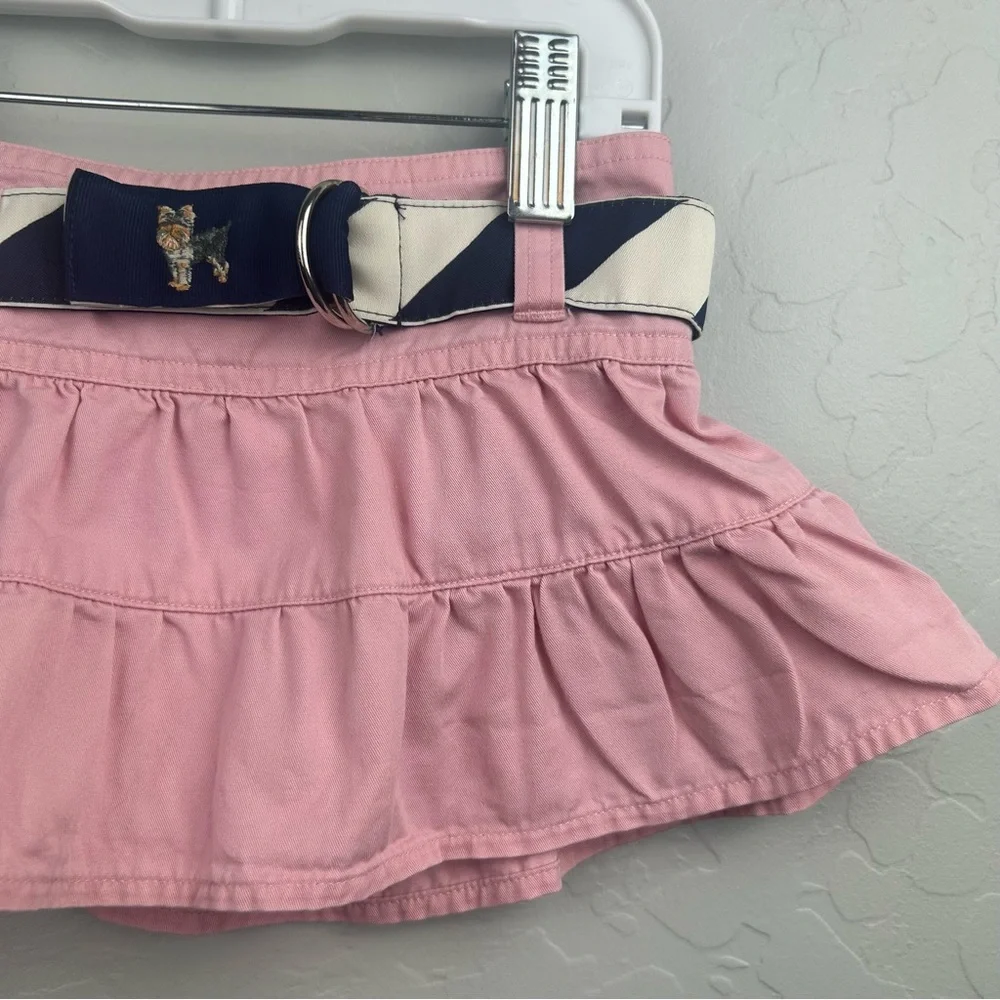 Ralph Lauren pink ruffle tiered skirt with embroidered dog belt size 12 months